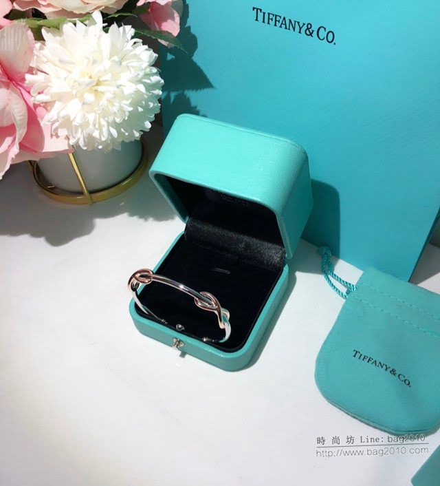 Tiffany純銀飾品 蒂芙尼女士專櫃爆款Infinity開口手鐲 Tiffany八字繩結分色電鍍手鐲  zgt1690